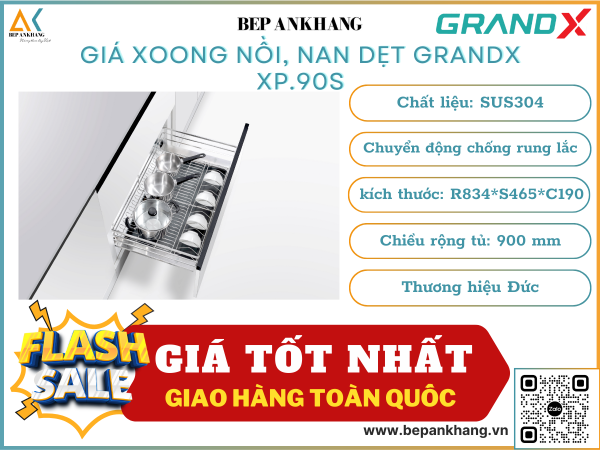 Giá xoong nồi nan dẹt GRANDX XP.90S - 900mm